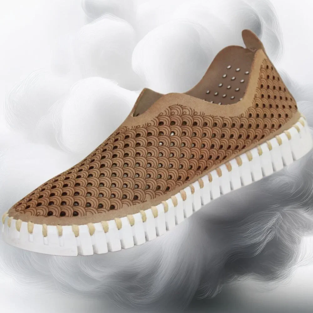 Ilse Jacobsen Hornbaek Latte Laser Cut Tulip Platform Slip-On, SZ 39 (US 8.5-9)